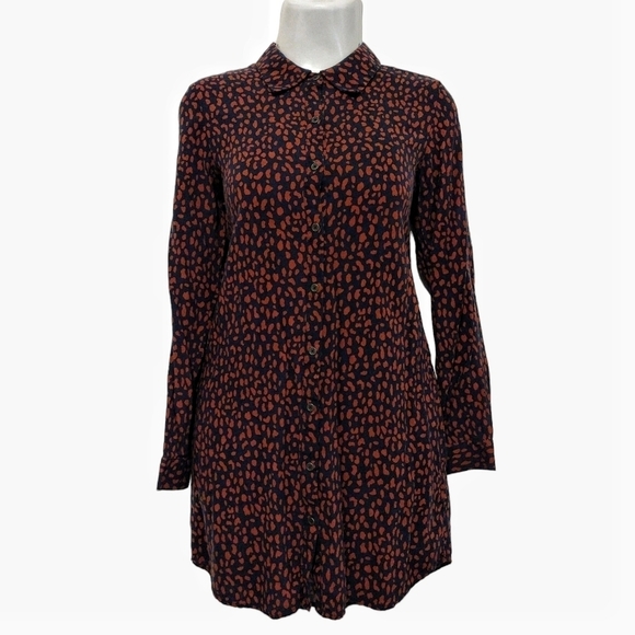 Forever 21 - Animal Print Long Sleeve Shirt Dress - Picture 1 of 12